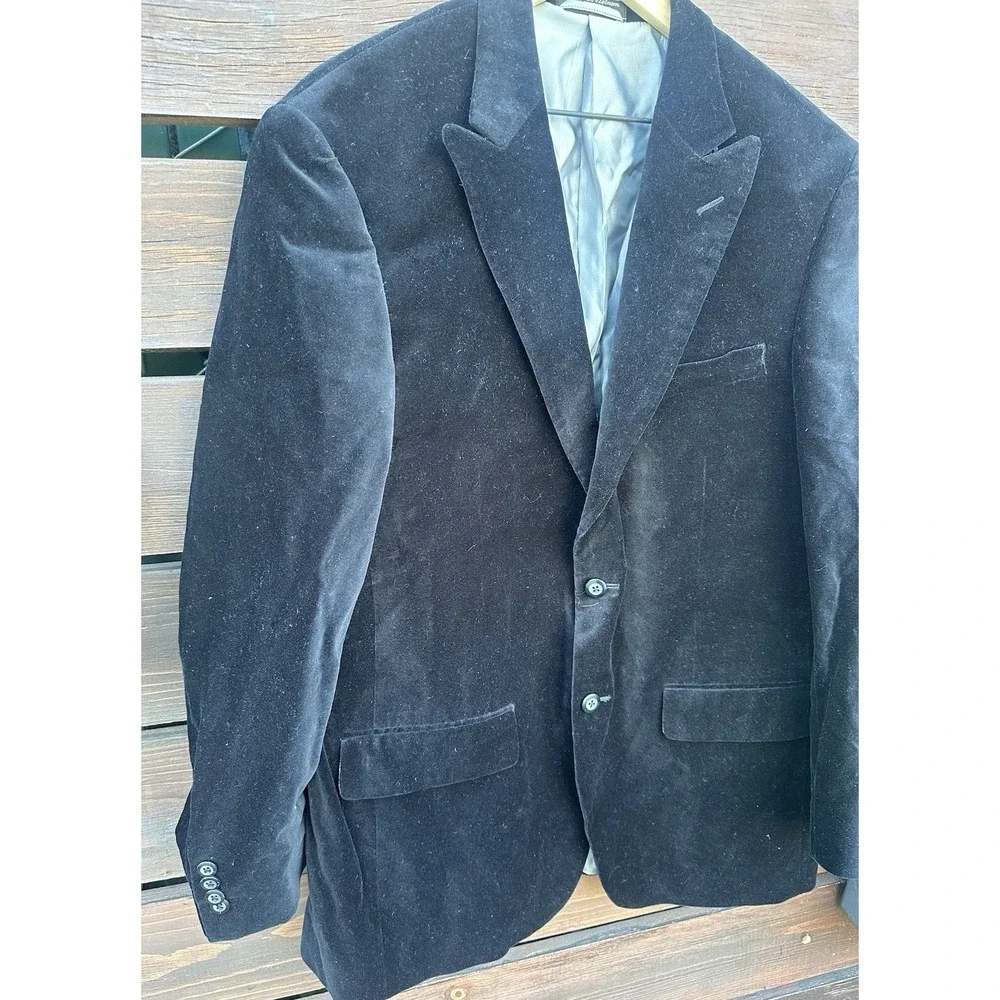 Bert Pulitzer Men's‎ Holiday Black Velvet Velour Blazer Size 42 R